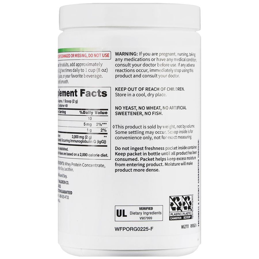 slide 5 of 5, Walgreens Free & Pure Colostrum 2,000 mg Powder, 3.5 oz