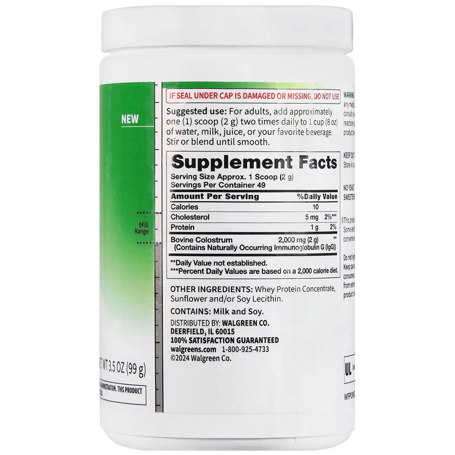 slide 3 of 5, Walgreens Free & Pure Colostrum 2,000 mg Powder, 3.5 oz