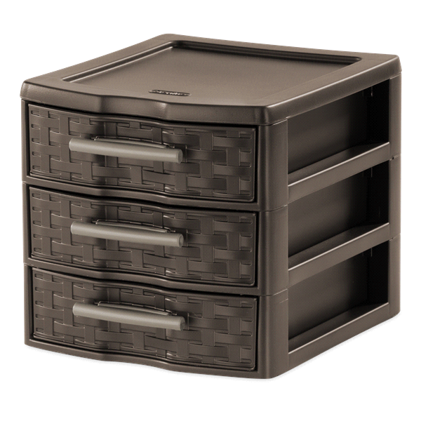 slide 1 of 2, Sterilite Small Espresso Weave 3 Drawer Countertop Storage, 1 ct