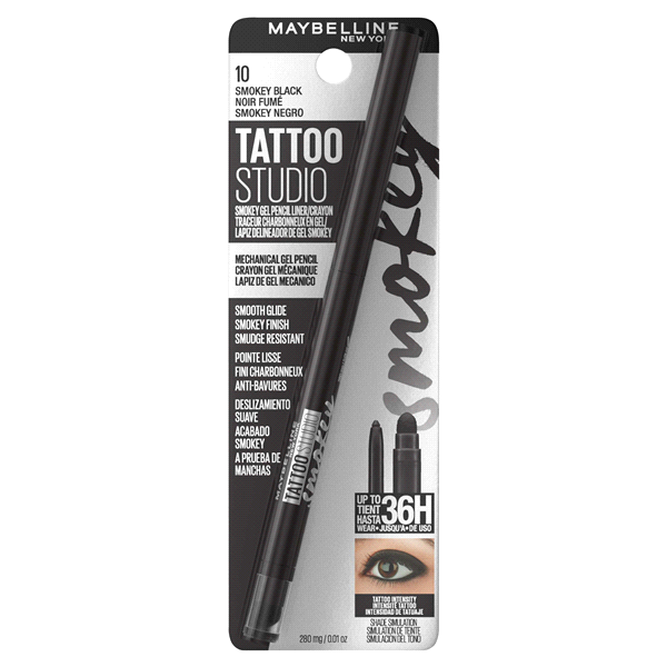 slide 1 of 1, Maybelline TattooStudio Tattoo Brow Pigment Brow Pencil - Smokey Black, 0.029 oz