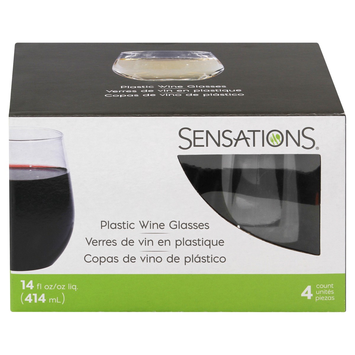 slide 1 of 1, Sensations Plastic Wine Glasses, 4 ct; 14 fl oz