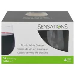 Sensations 14 Ounce Plastic Wine Glasses 4 ea