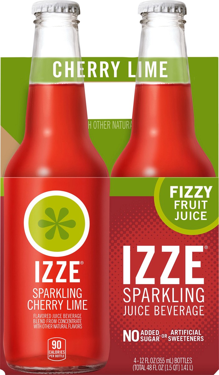 slide 3 of 5, Izze Sparkling Juice Beverage Blend Cherry Lime Flavored 12 Fl Oz 4 Count, 4 ct