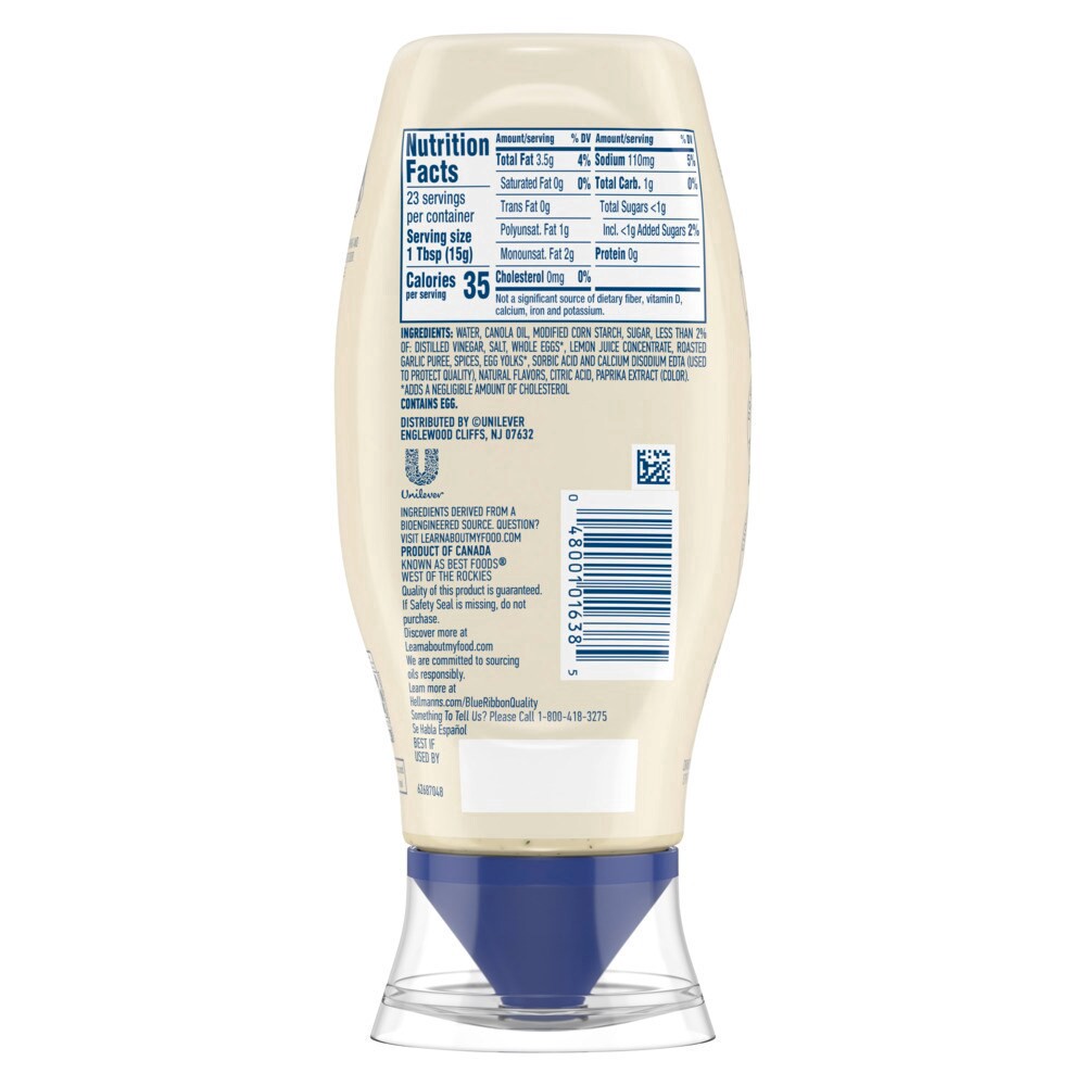 slide 2 of 2, Best Foods Hellmann's Italian Herb & Garlic Mayonnaise Dressing, 11.5 fl oz