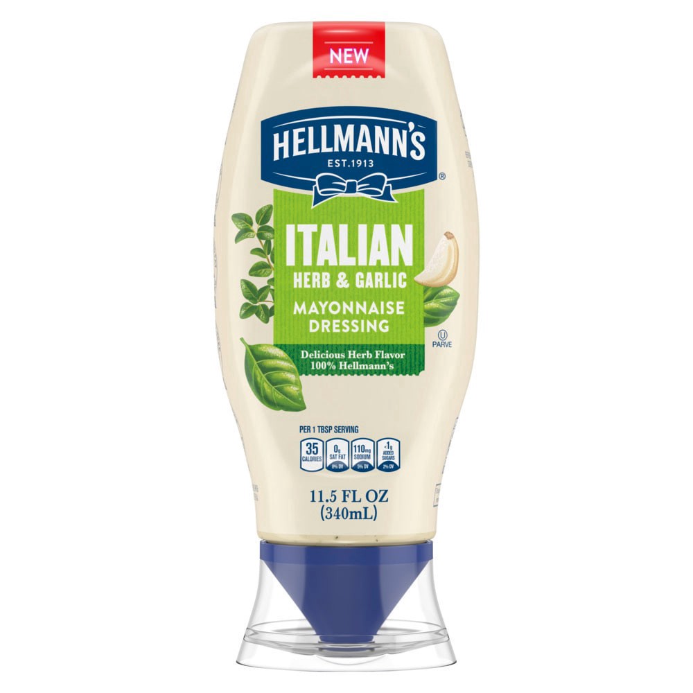 slide 1 of 2, Best Foods Hellmann's Italian Herb & Garlic Mayonnaise Dressing, 11.5 fl oz