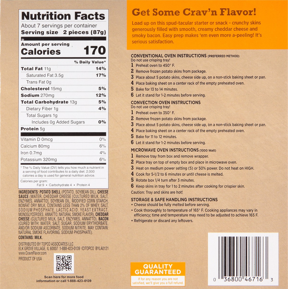 slide 4 of 9, Crav'n Flavor Party Size Cheddar Cheese & Bacon Potato Skins 23 oz, 23 oz