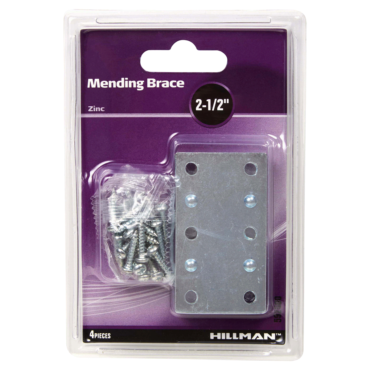 slide 1 of 5, Hillman Mending Brace Zinc, 2-1/2", 4 ct