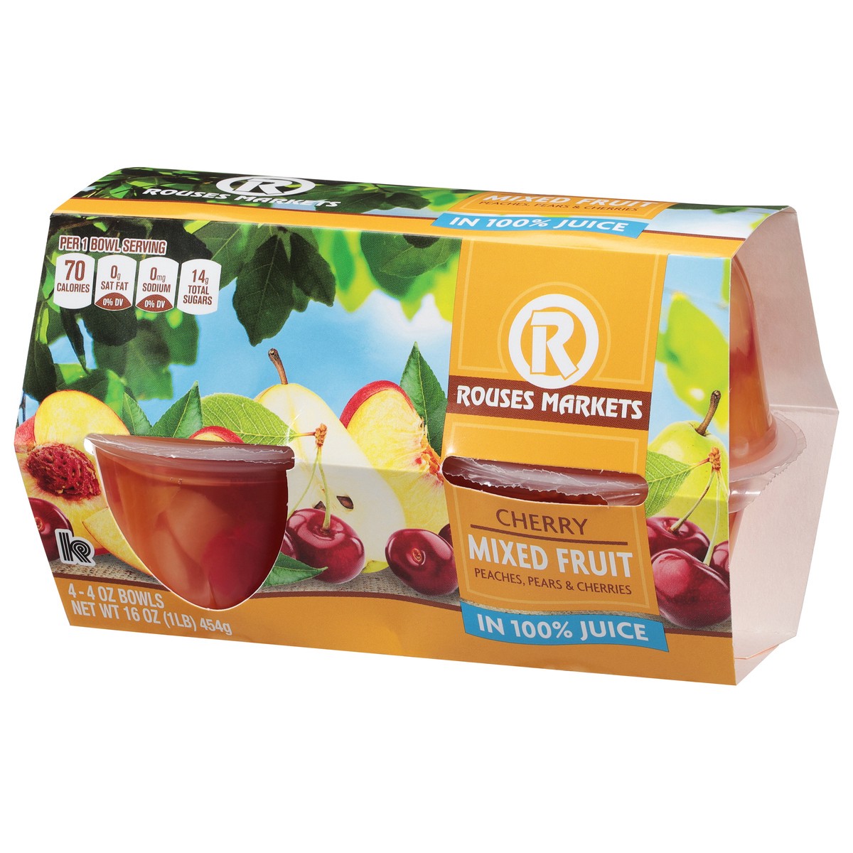 slide 9 of 11, Rouses Markets Cherry Mixed Fruit in 100% Juice 4 - 4 oz Bowls, 4 ct