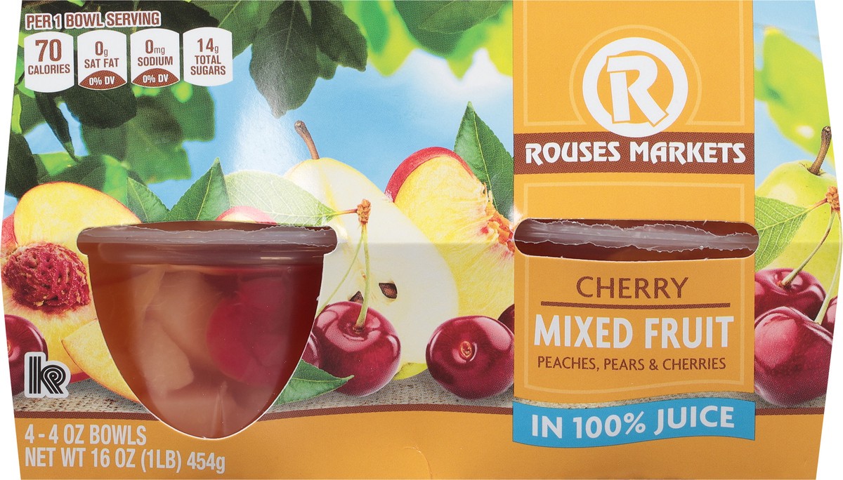 slide 4 of 11, Rouses Markets Cherry Mixed Fruit in 100% Juice 4 - 4 oz Bowls, 4 ct