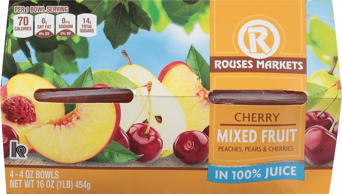 slide 7 of 11, Rouses Markets Cherry Mixed Fruit in 100% Juice 4 - 4 oz Bowls, 4 ct