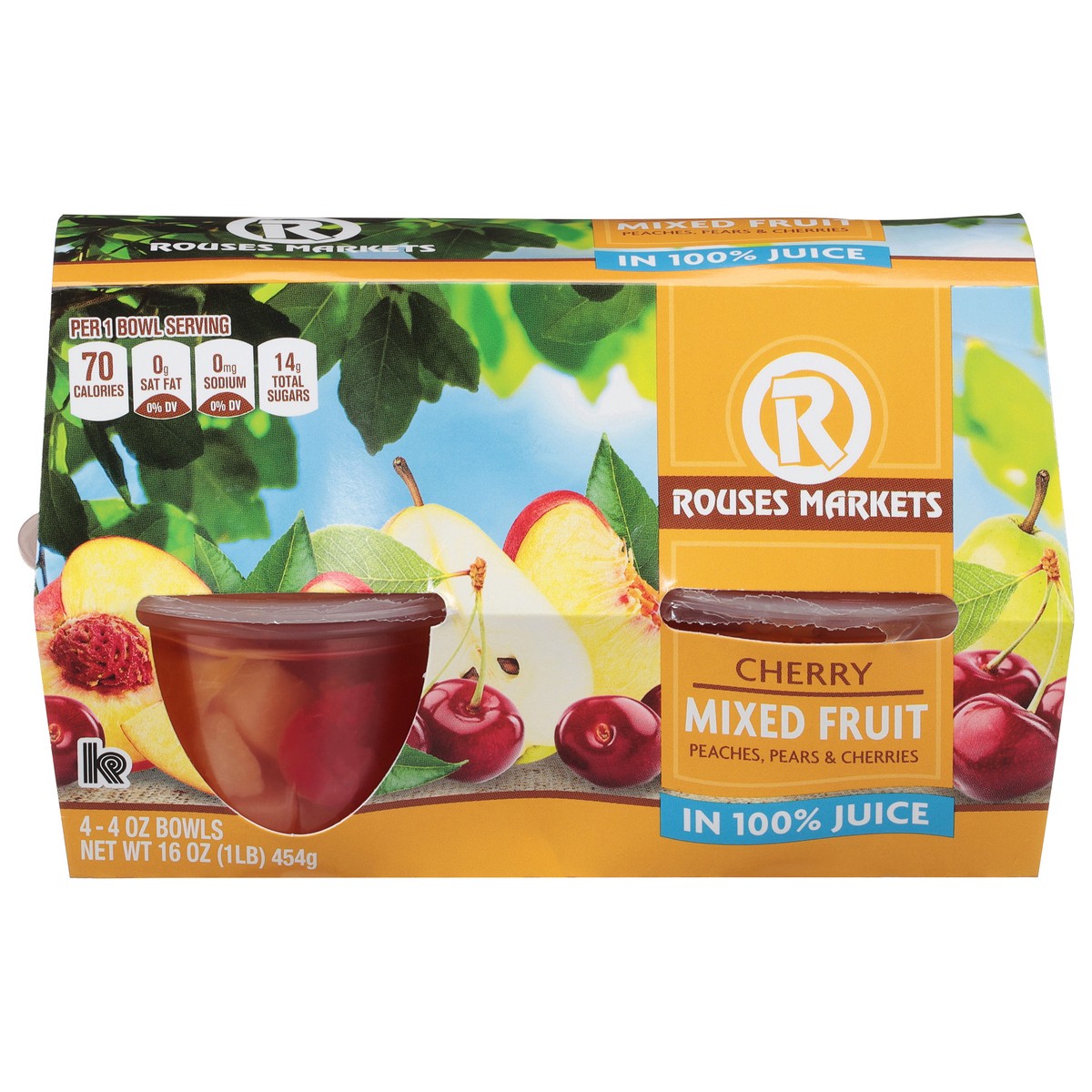 slide 11 of 11, Rouses Markets Cherry Mixed Fruit in 100% Juice 4 - 4 oz Bowls, 4 ct