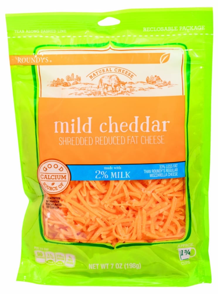 slide 1 of 1, Roundy's Roundys 2 Milk Mild Cheddar Cheese, 7 oz