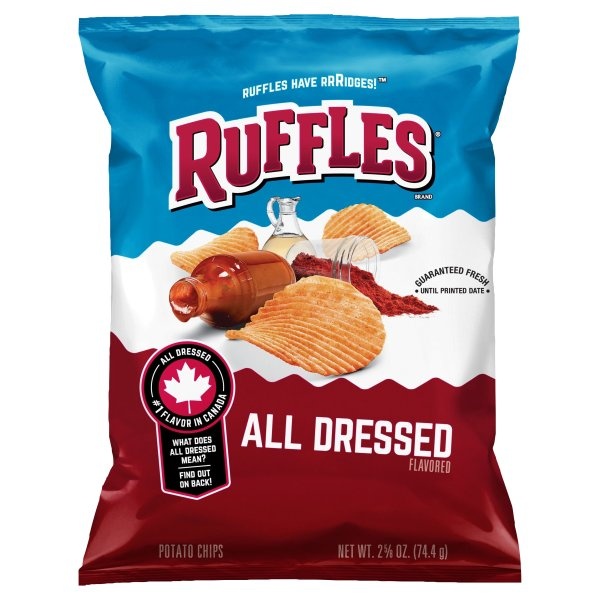 slide 1 of 3, Ruffles All Dressed Flavored Potato Chips, 2.625 oz