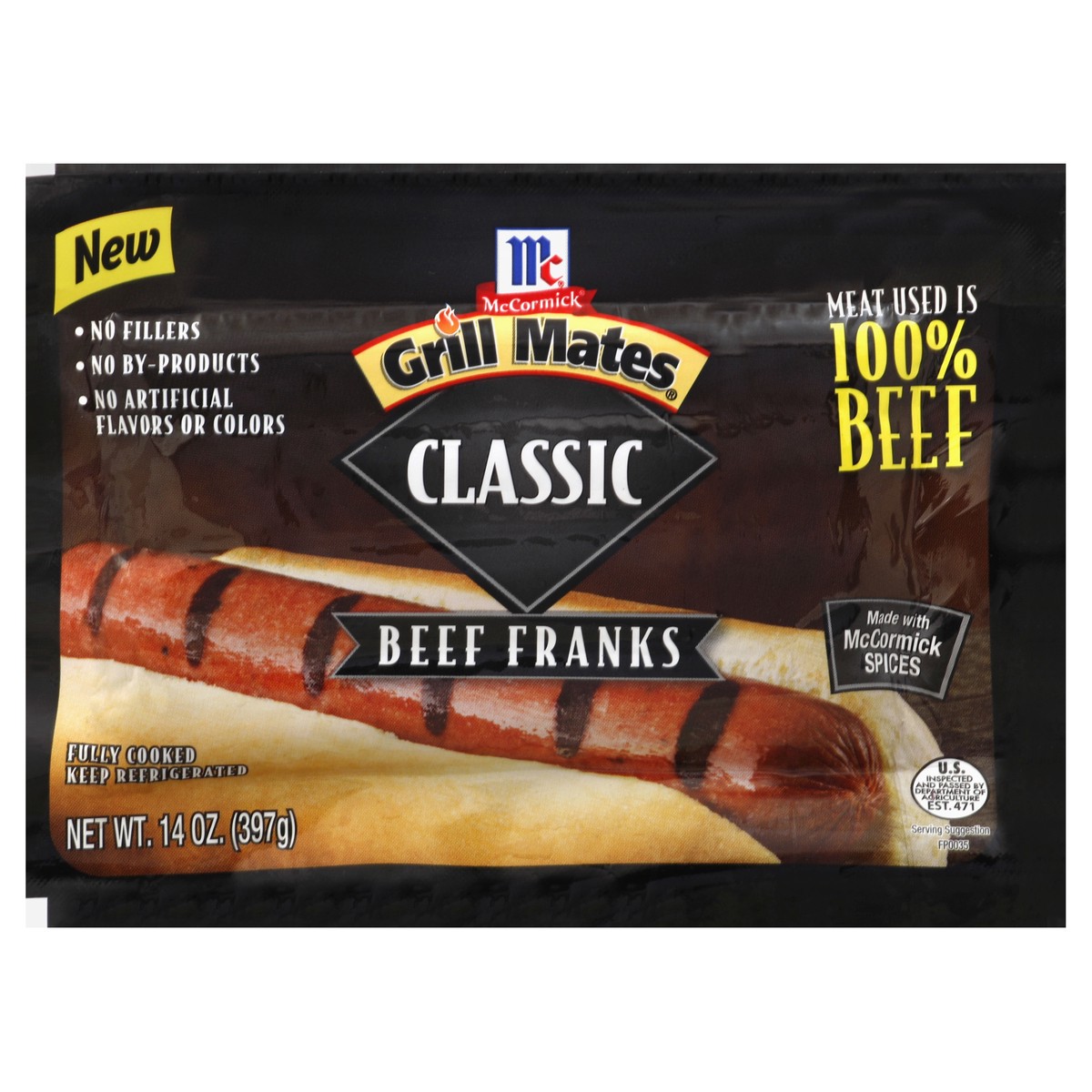 slide 5 of 6, McCormick Beef Franks 14 oz, 14 oz