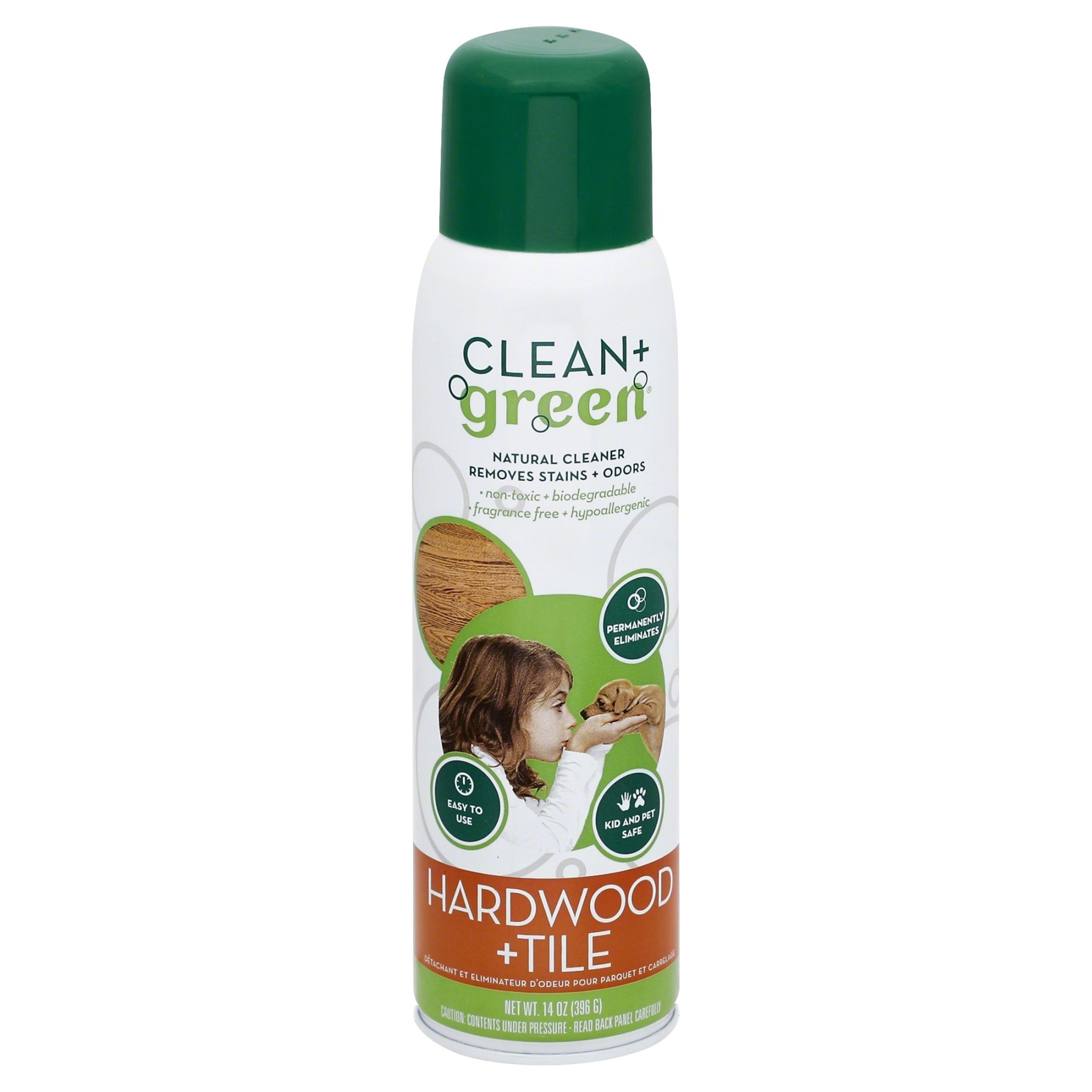 slide 1 of 1, Clean+Green Natural Hardwood Tile Cleaner, 14 oz