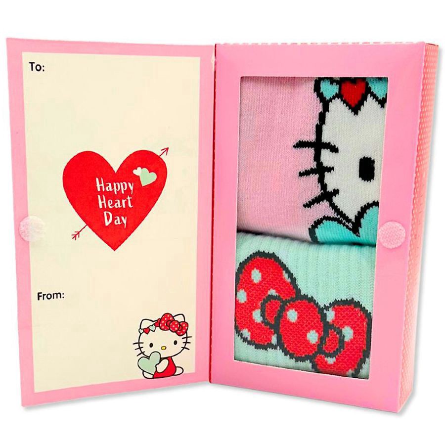 slide 2 of 4, Hello Kitty Valentine's Day Greeting Card Sock Box 9-11, 2 pair