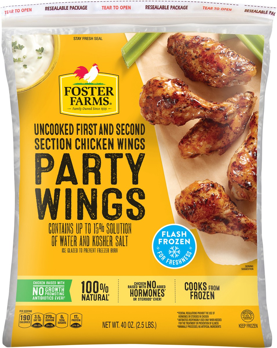 slide 4 of 6, Foster Farms Uncooked Frozen Chicken Party Wings, 