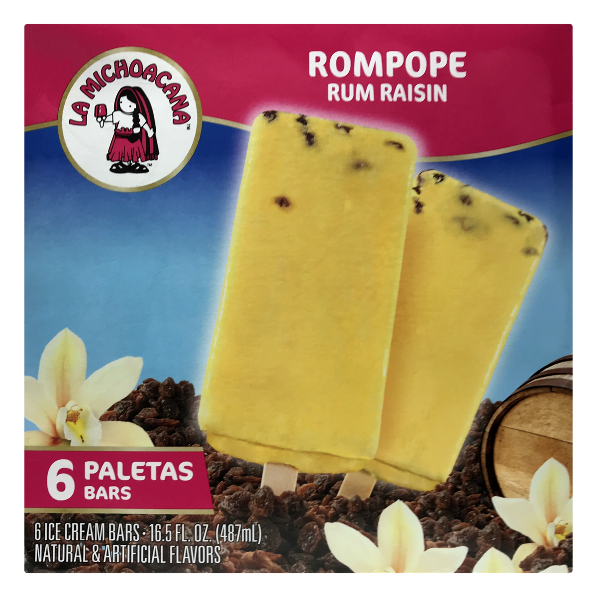 slide 1 of 1, La Michoacana Rum Raisin Ice Cream Bar, 6 ct