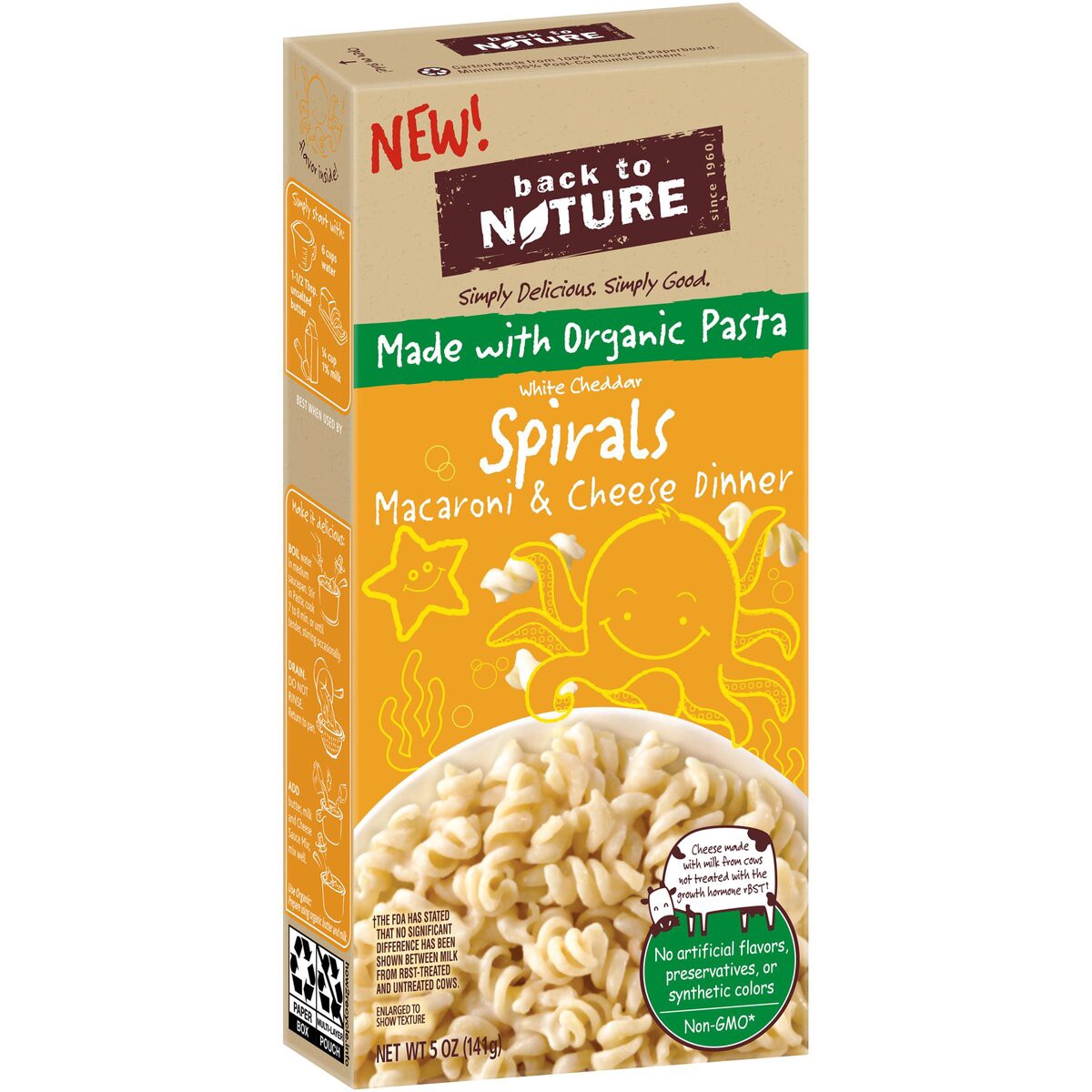 slide 2 of 8, Back to Nature Macaroni & Cheese Spirals, White Cheddar Dinner, 5 oz