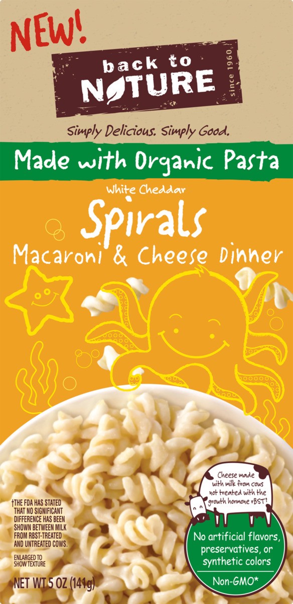 slide 7 of 8, Back to Nature Macaroni & Cheese Spirals, White Cheddar Dinner, 5 oz