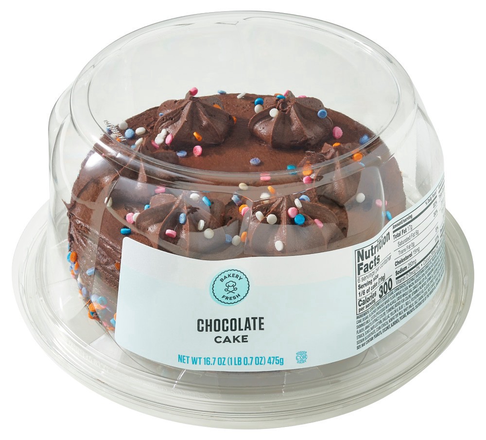 slide 1 of 4, Bakery Fresh Chocolate Celebration Cake, 6 in / 16.7 oz
