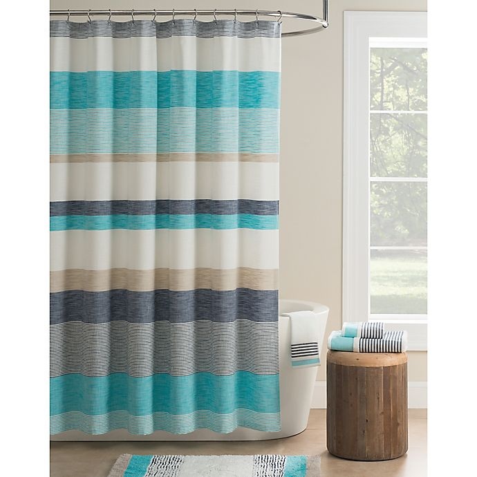 slide 1 of 1, KAS Seneca Shower Curtain - Aqua, 1 ct