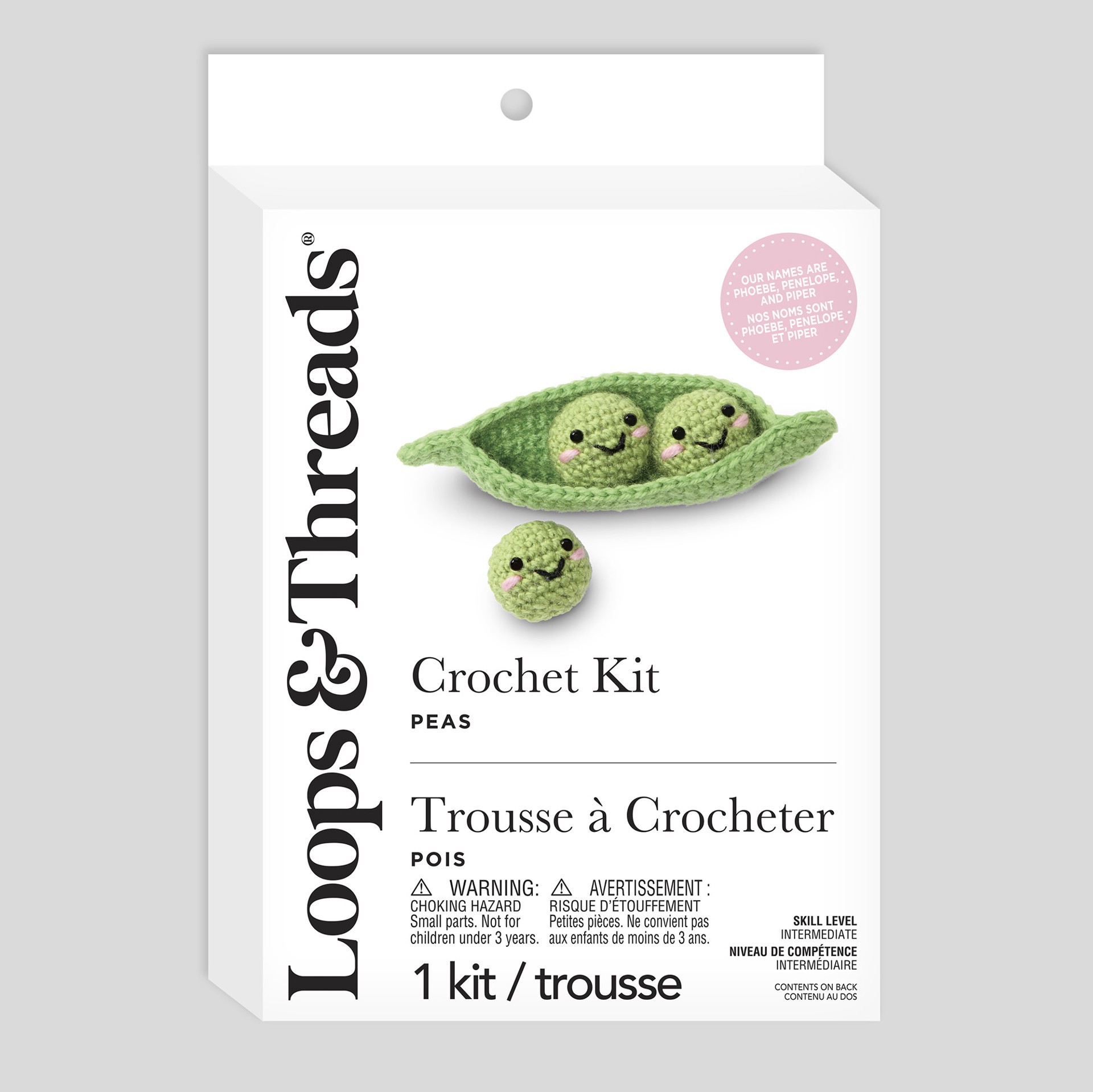 slide 2 of 4, Intermediate Peas Amigurumi Crochet Kit By Loops & Threads, 5.9 in x 1.6 in x 1.8 in