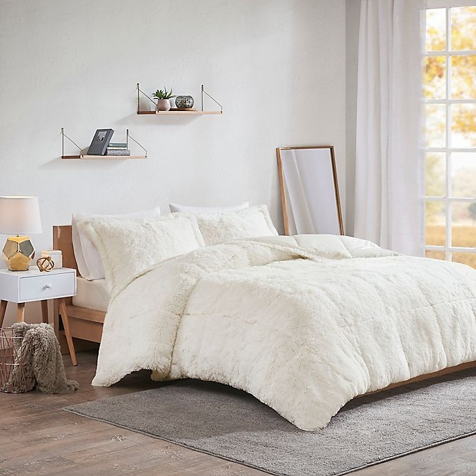 slide 1 of 7, Intelligent Design Malea Shaggy Faux Fur Twin/Twin XL Comforter Set - Ivory, 1 ct