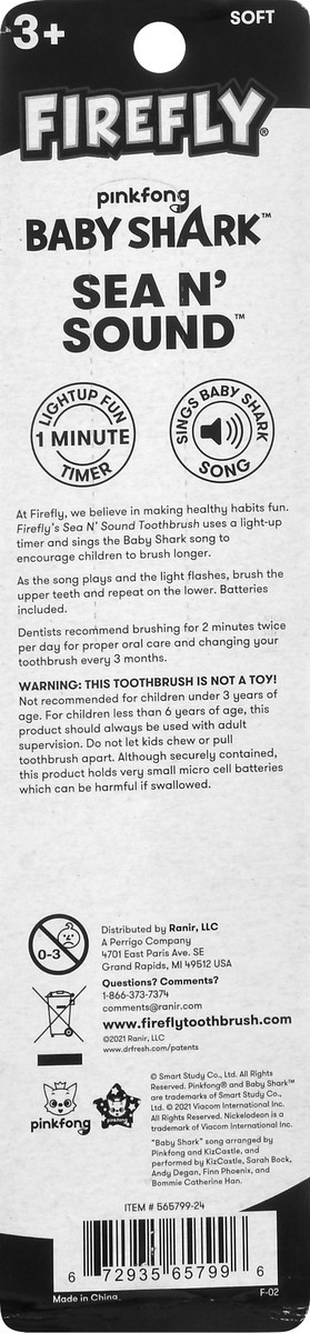 slide 10 of 10, Firefly Kids! Sea N' Sound Baby Shark Toothbrush, Soft Premium Bristles, 1 ct