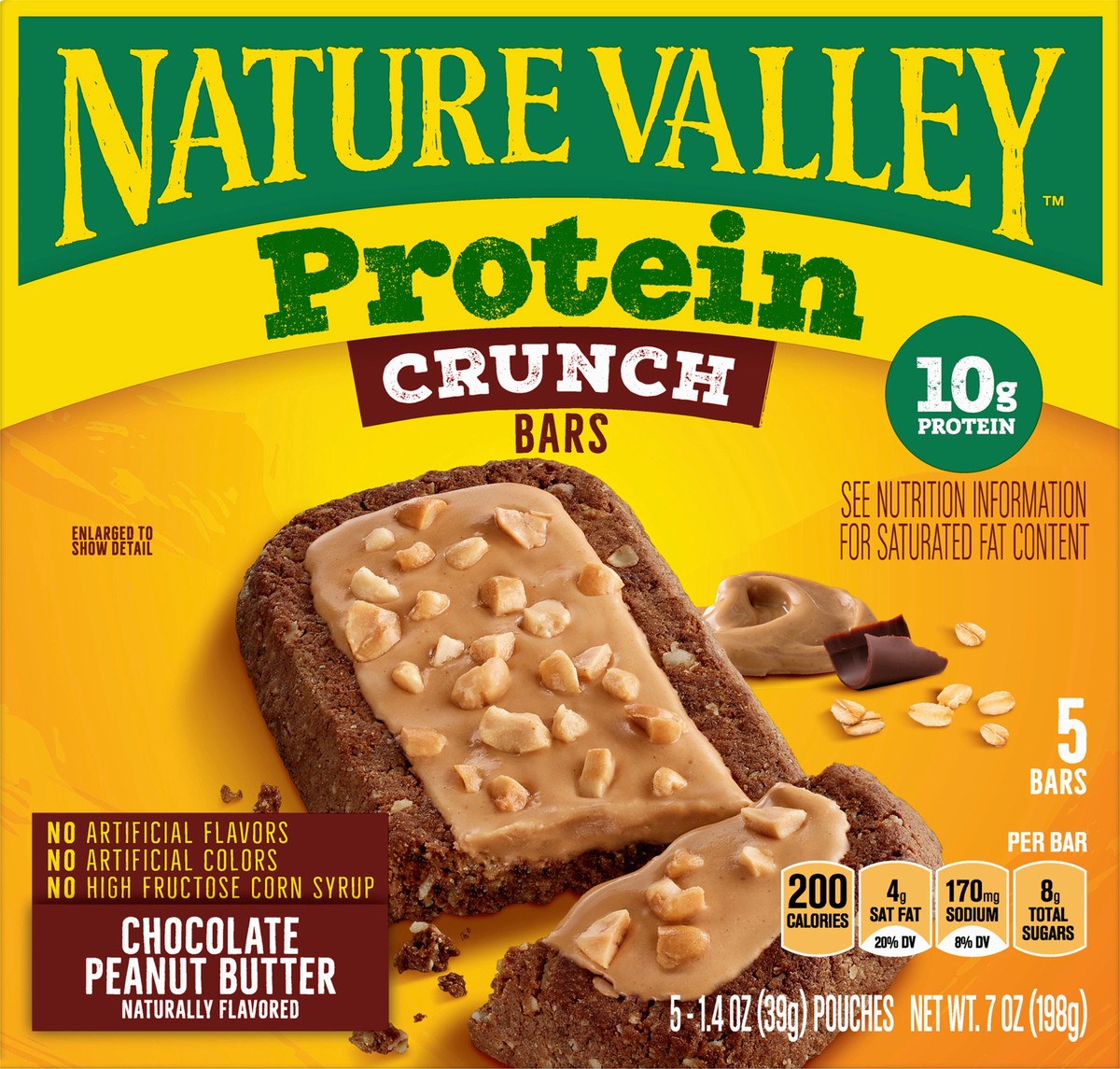 slide 5 of 12, Nature Valley Crunch Chocolate Peanut Butter Protein Bars 5 ea, 5 ct