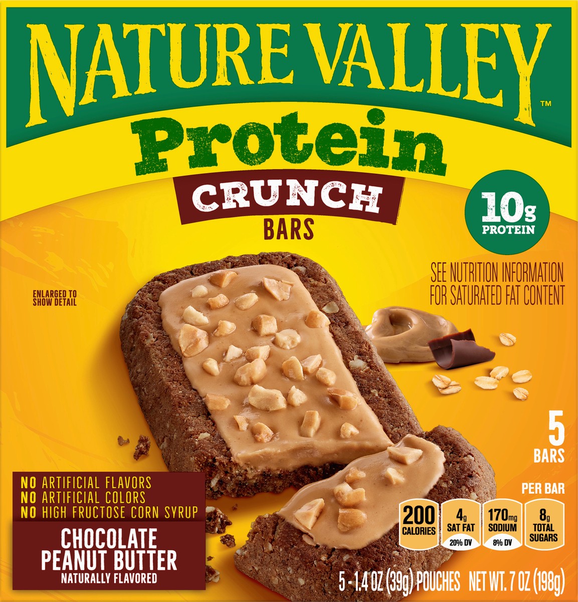 slide 4 of 12, Nature Valley Crunch Chocolate Peanut Butter Protein Bars 5 ea, 5 ct