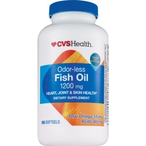 slide 1 of 1, CVS Health Coated Fish Oil Softgels 1200mg, 180 ct