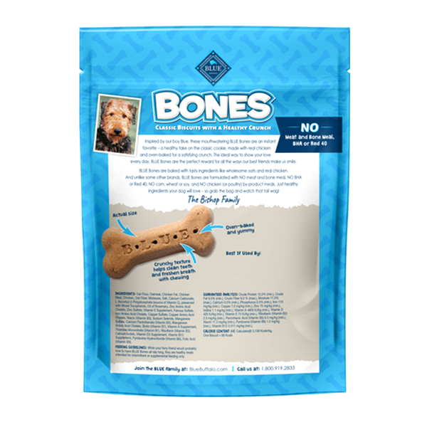 slide 8 of 13, Blue Buffalo Bones Natural Crunchy Dog Treats, Large Dog Biscuits, Chicken, 16 oz