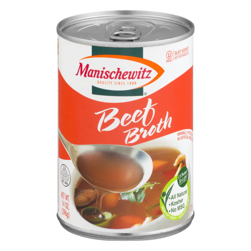 slide 1 of 1, Manischewitz Beef Broth, 14 oz