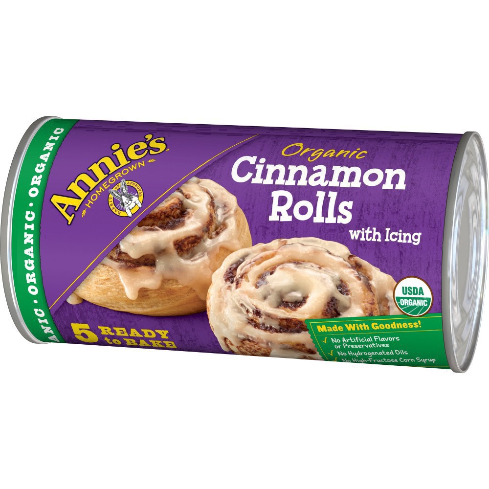 slide 42 of 143, Annie's Organic Cinnamon Rolls with Icing, Refrigerated Dough, 5 Rolls, 17.5 oz, 5 ct
