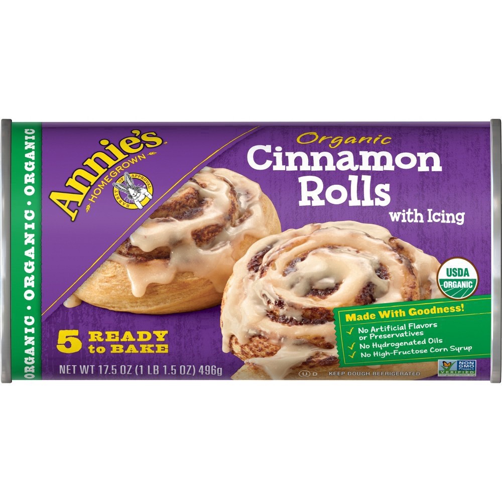 slide 106 of 143, Annie's Organic Cinnamon Rolls with Icing, Refrigerated Dough, 5 Rolls, 17.5 oz, 5 ct