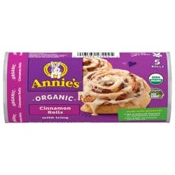 Annie's Organic Cinnamon Rolls with Icing, Refrigerated Dough, 5 Rolls, 17.5 oz