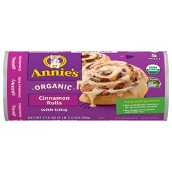 Annie's Organic Cinnamon Rolls with Icing, Refrigerated Dough, 5 Rolls, 17.5 oz