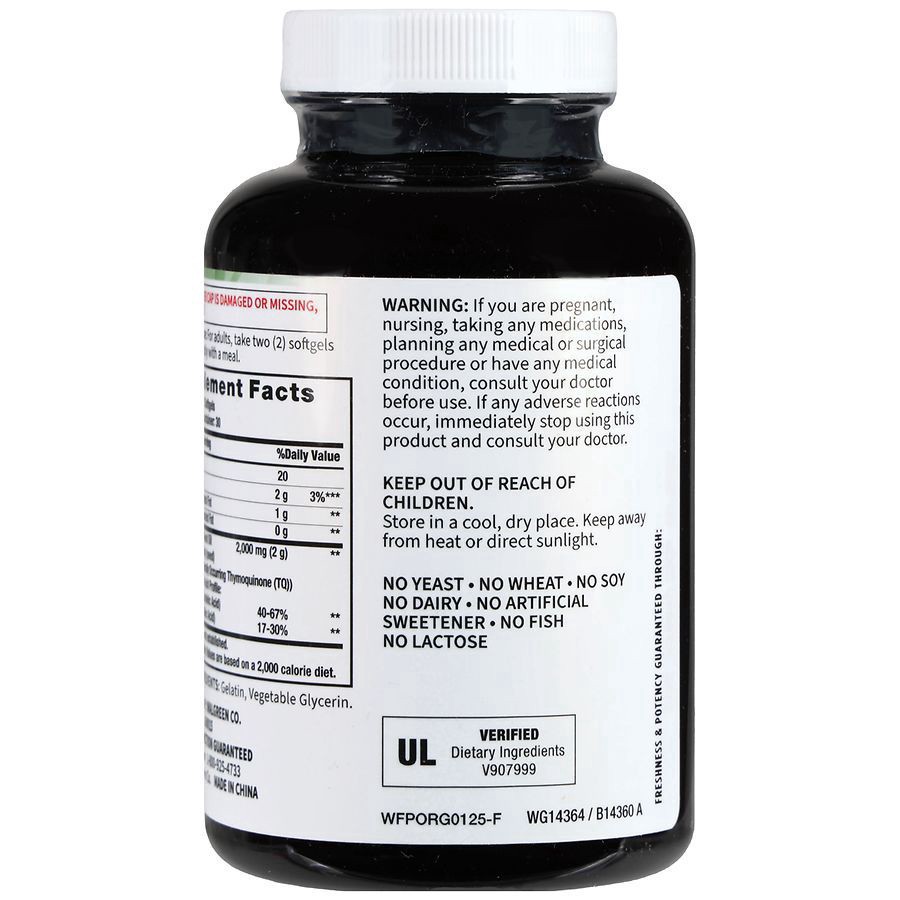 slide 5 of 5, Walgreens Free & Pure Cold Pressed Black Seed Oil 2,000 mg Softgels, 60 ct