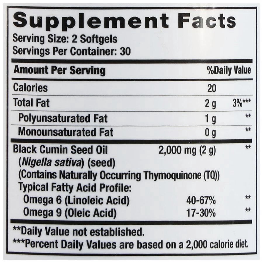 slide 2 of 5, Walgreens Free & Pure Cold Pressed Black Seed Oil 2,000 mg Softgels, 60 ct