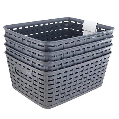 slide 1 of 1, Hemisphere Trading Gray Plastic Storage Bins, 4 ct