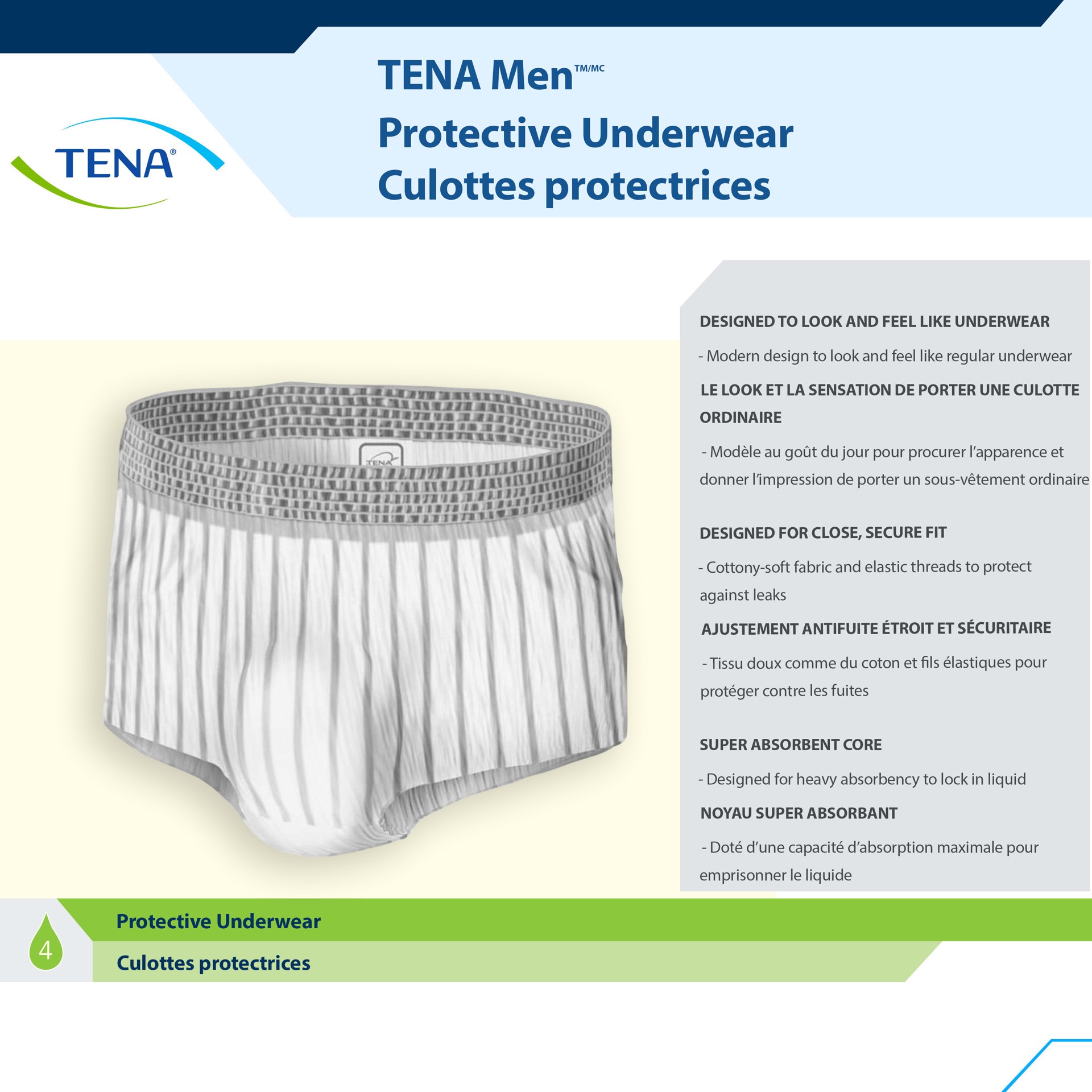 slide 4 of 6, Tena Incontinence/Bladder Control Underwear for Men, Protective, Small/Medium, 16 ct, 16 ct