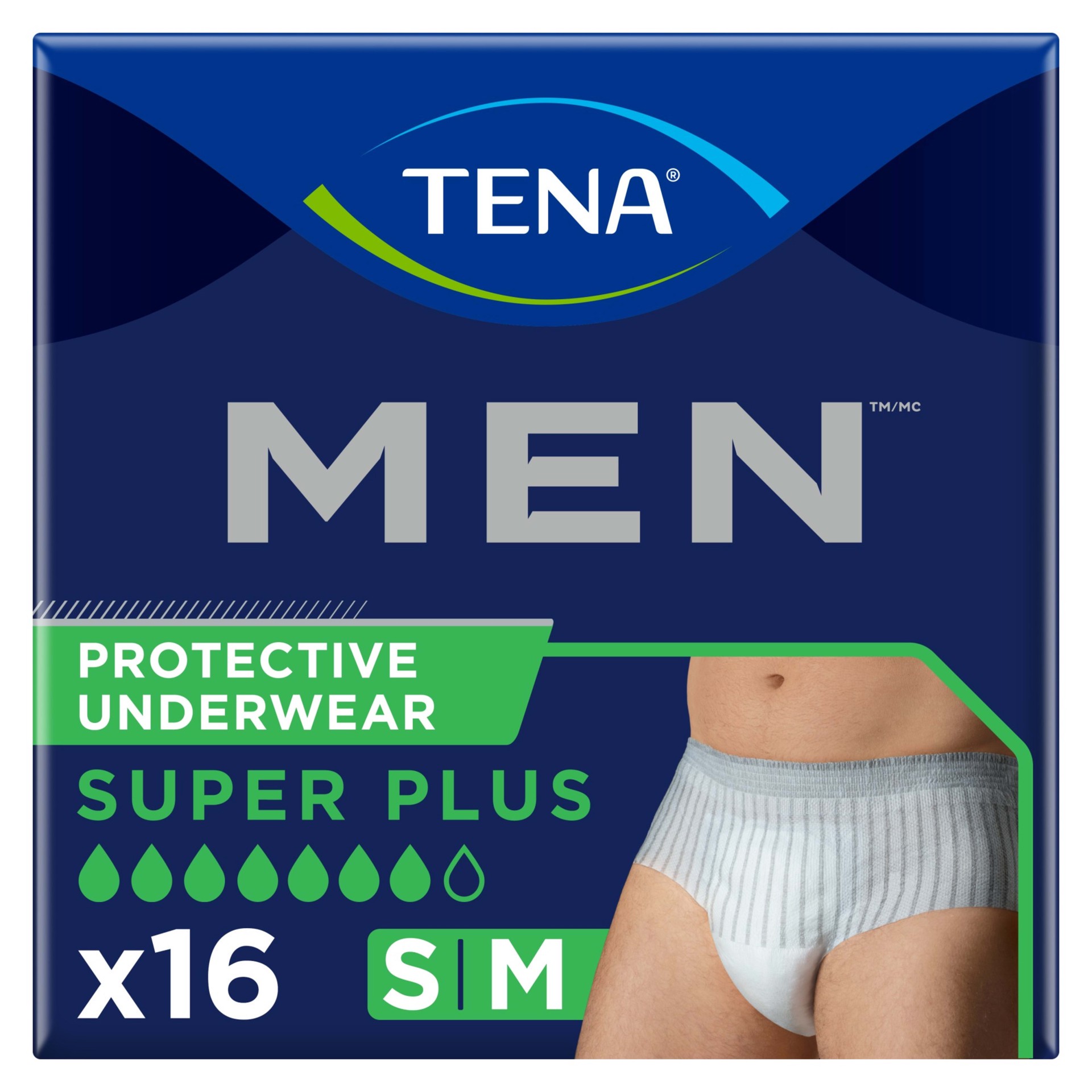 slide 1 of 6, Tena Incontinence/Bladder Control Underwear for Men, Protective, Small/Medium, 16 ct, 16 ct