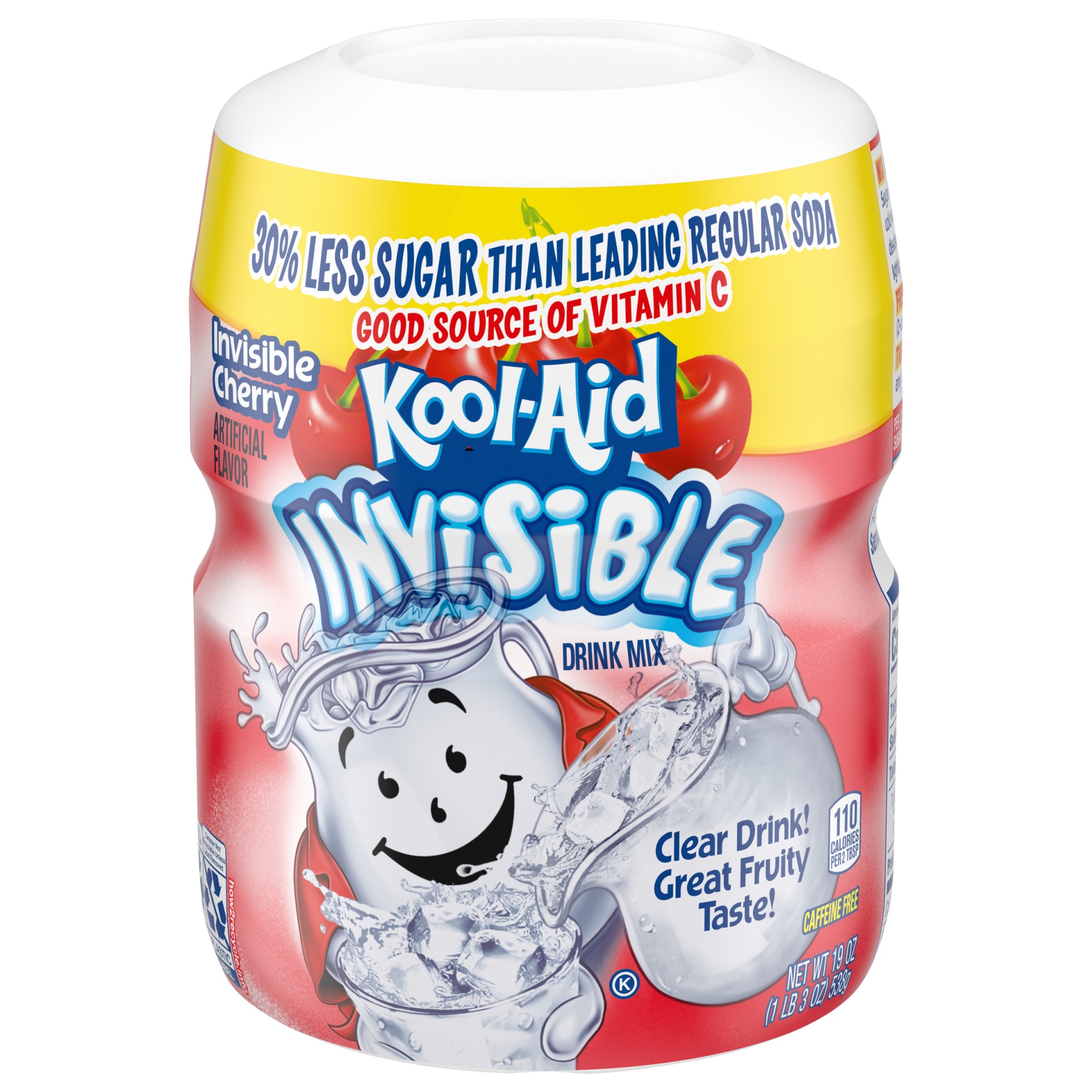 slide 1 of 6, Kool-Aid Invisible Sugar-Sweetened Invisible Cherry Artificially Flavored Powdered Soft Drink Mix ister, 19 oz
