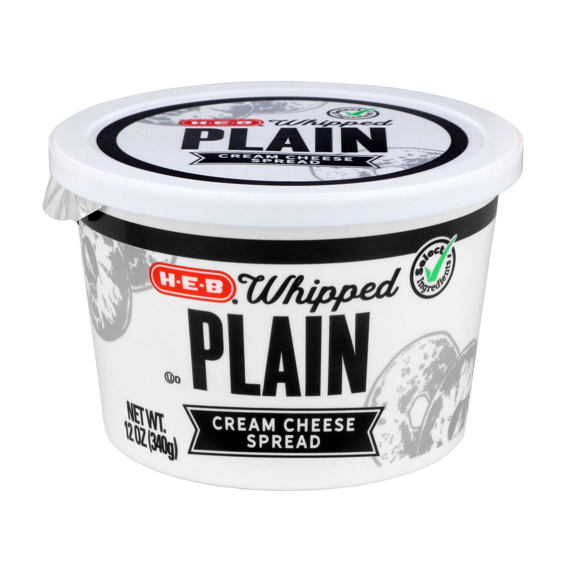 slide 1 of 1, H-E-B Whipped Plain Cream Cheese Spread, 12 oz