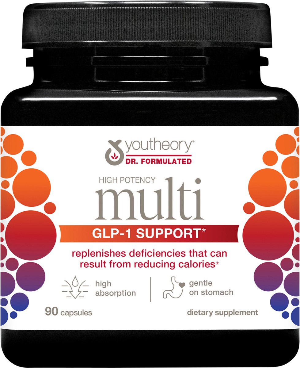 slide 9 of 9, youtheory High Potency GLP-1 Support Multi 90 Vegetarian Capsules, 90 ct