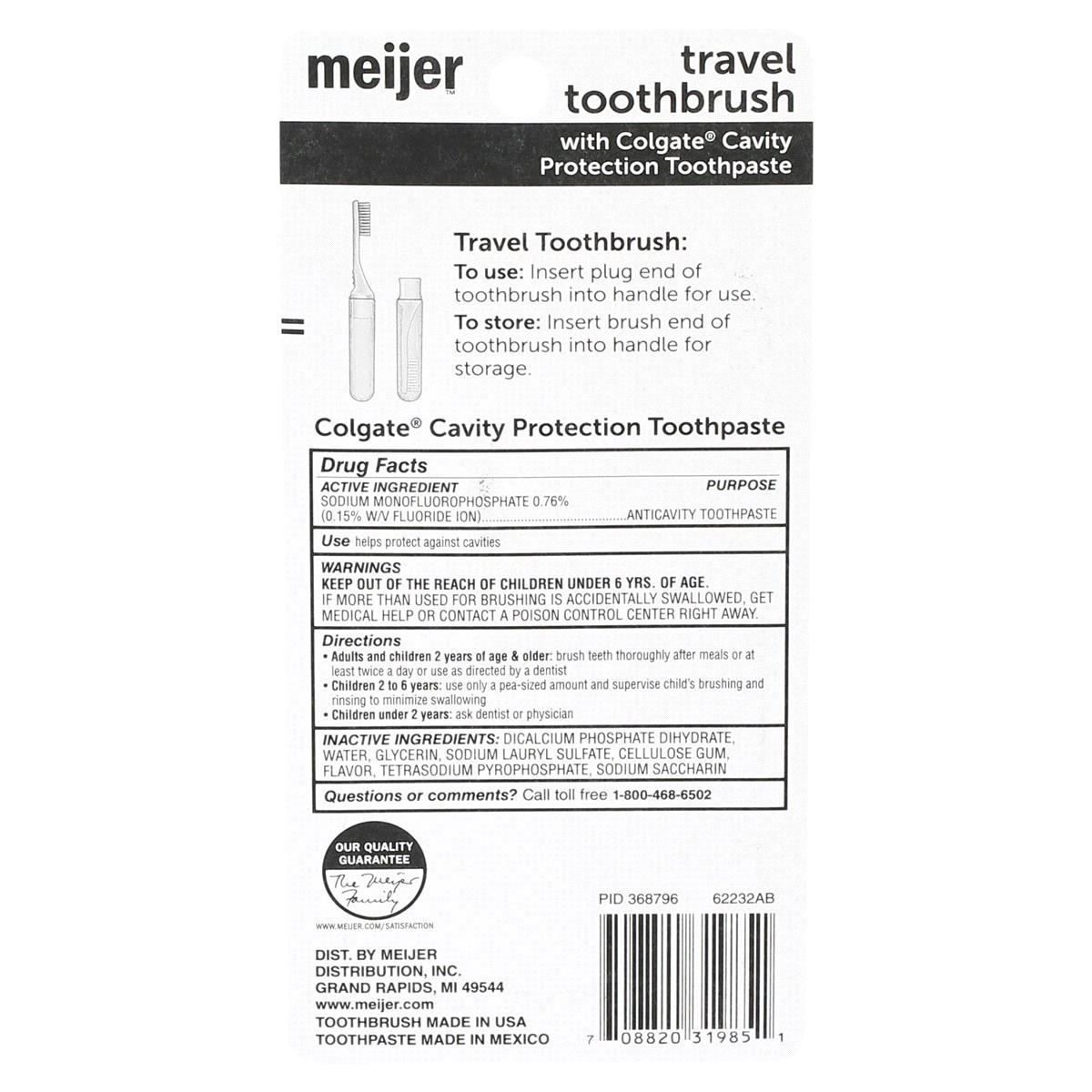 slide 20 of 29, Meijer Travel Toothbrush with Colgate Toothpaste, 1 Kit, .85 OZ