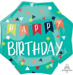 Happy Birthday Octagon Balloon, 28 inch