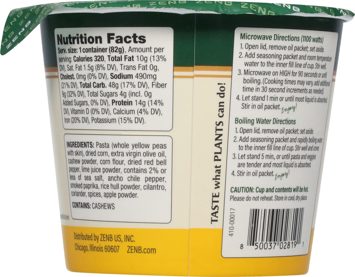 slide 13 of 14, Zenb Agile Bowl Mexican Street Corn Pasta 2.9 oz, 2.9 oz