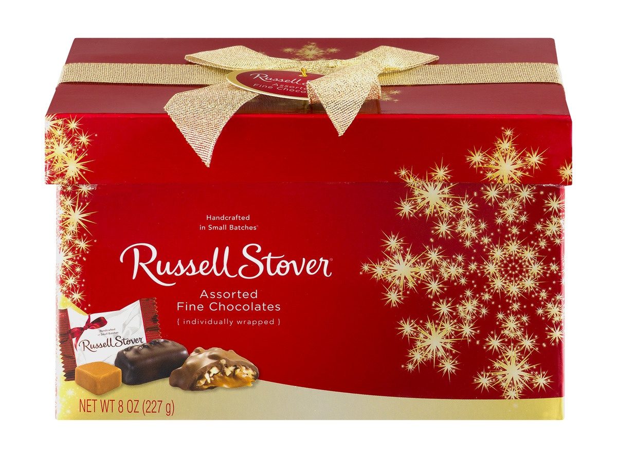 slide 1 of 1, Russell Stover Assorted Chocolate Ribbon Top Box, 8 oz